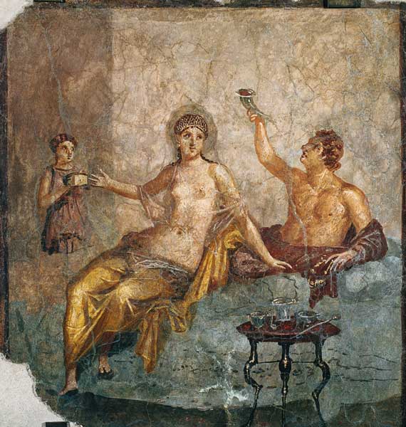 Banqueting couple with a slave, from Herculaneum von Roman