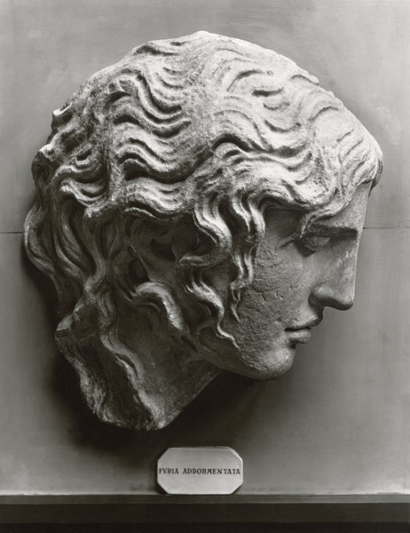 Head of a sleeping fury or Medusa dying von Roman