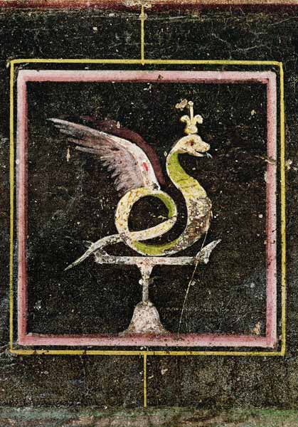 A Winged Serpent, detail from a tablinum decorated with egyptian style paintings von Roman