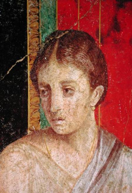 Detail of the head of the Seated Mother, from the Catechism Scene, North Wall, Oecus 5 von Roman
