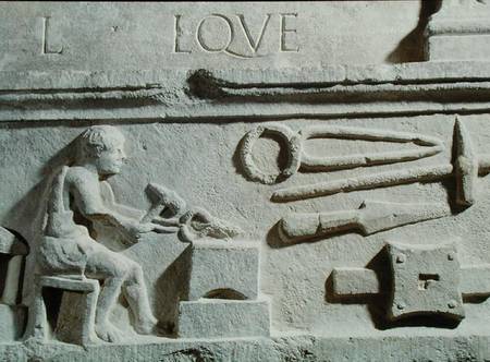 Relief depicting a blacksmith's shop and tools von Roman