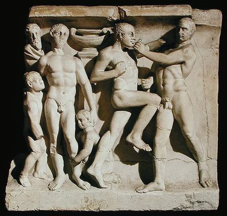 Relief depicting wrestlers von Roman