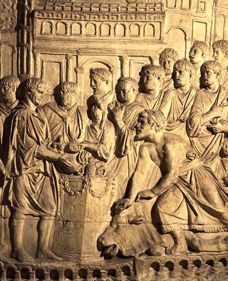The Sarmatians paying tribute to the Romans, detail from a cast of Trajan's column von Roman