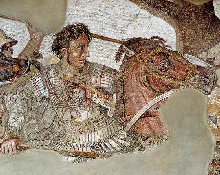 The Alexander Mosaic, detail depicting Alexander the Great (356-323 BC) at the Battle of Issus again in 333 BC