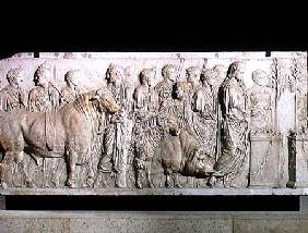 Sacrifice of a bull, a ram and a pig in honour of the God mars, frieze from the Altar of Domitius Ah