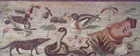 Nile Scene, detail of ducks, a snake and a hippopotamus, from the Casa del Fauno (House of the Faun) 18th