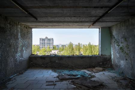 Blick auf Pripjat in Tschernobyl