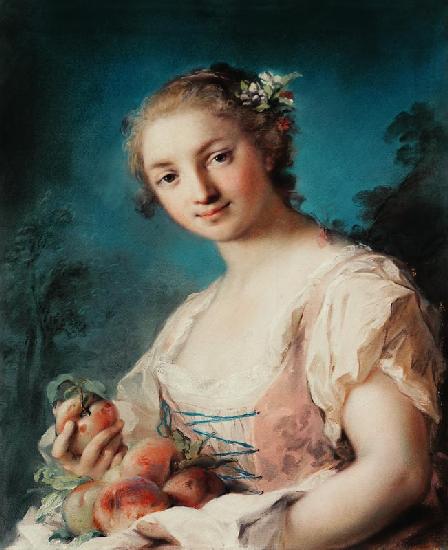 Junge Dame mit Pfirsichen