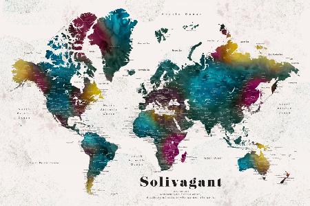 Charleena-Weltkarte mit Städten,Solivagant