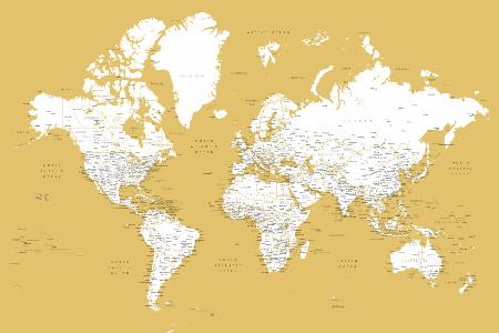 Detaillierte Weltkarte mit Städten,Andrew