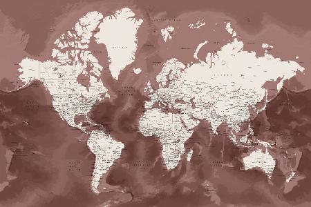 Detaillierte Weltkarte mit Städten,Hikmat