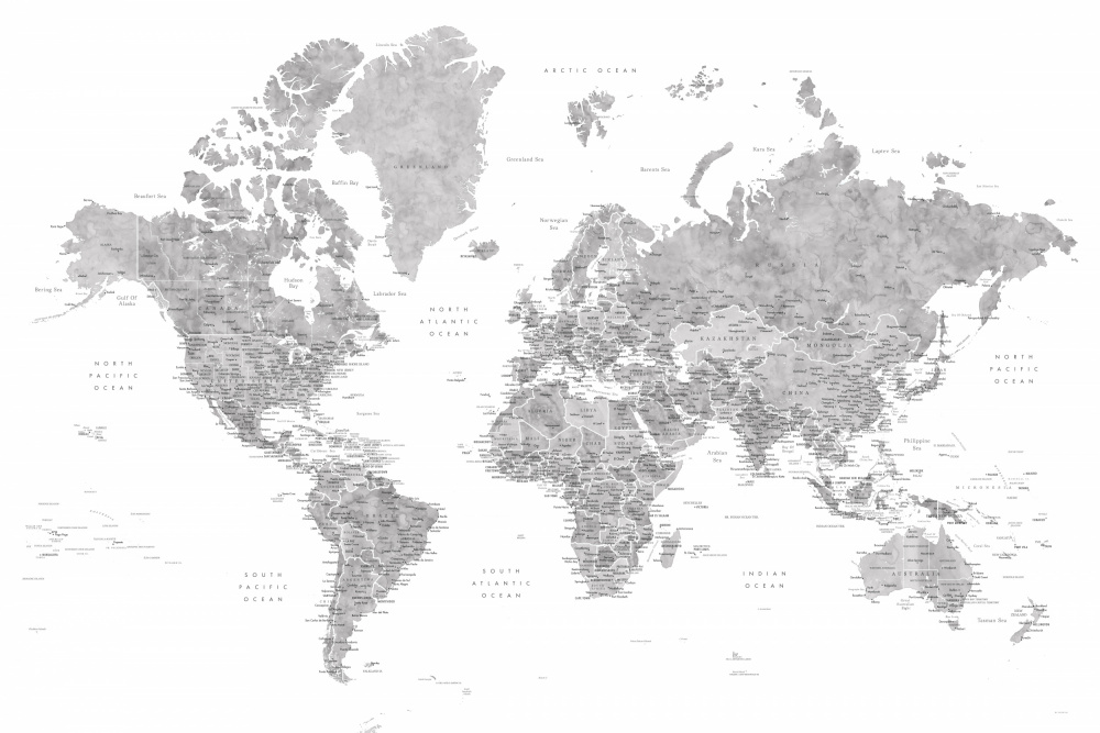 Detaillierte Weltkarte mit Städten,Jimmy von Rosana Laiz Blursbyai