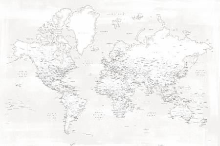 Detaillierte Weltkarte mit Städten,Maeli weiß