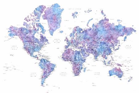 Detaillierte Weltkarte mit Städten,Raul
