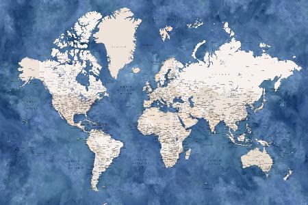 Detaillierte Weltkarte mit Städten,Sabeen