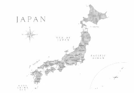 Graue Aquarellkarte von Japan