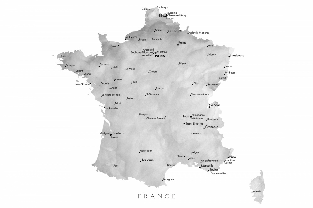 Graue Karte von Frankreich von Rosana Laiz Blursbyai