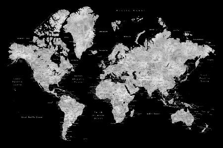 Graue Weltkarte mit Städten,Baibah