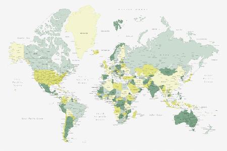 Grüne Weltkarte mit Städten,Kapueo