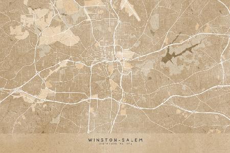 Karte von Winston Salem (NC,USA) im Sepia-Vintage-Stil