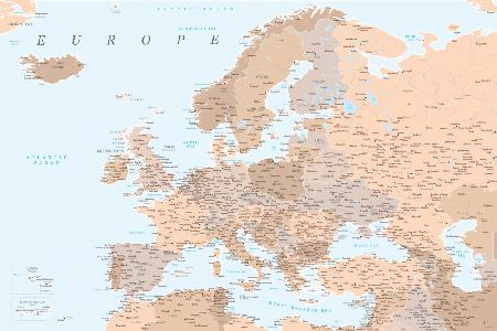 Neutrale detaillierte Karte von Europa