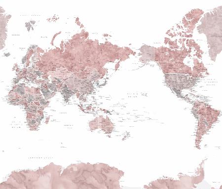 Pazifikzentrierte Weltkarte mit Städten,Piper