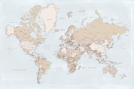 Rustikale Weltkarte mit Städten,Renisha