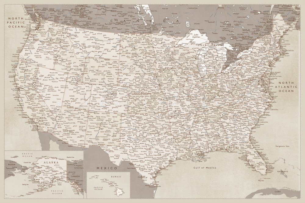 Sehr detaillierte Karte der Vereinigten Staaten,Gentry von Rosana Laiz Blursbyai