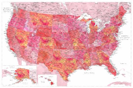 Sehr detaillierte Karte der Vereinigten Staaten,Tatiana