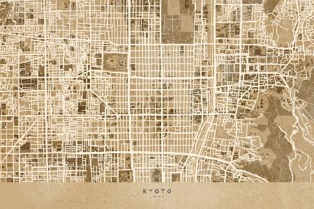 Sepia-Karte von Kyoto