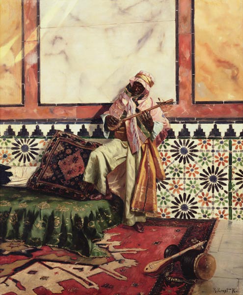 Gnaoua in einem nordafrikanischen Interieur von Rudolph Ernst