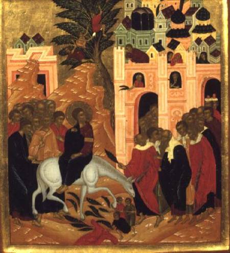 Christ's Entry into Jerusalem, icon von Russian School