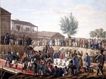 The Laying of the First Stone of the Customs House at Mohiloff in 1820 von Russian School