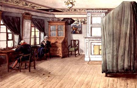 Neo-Classical Writing Room with an Elderly Couple von Russian School