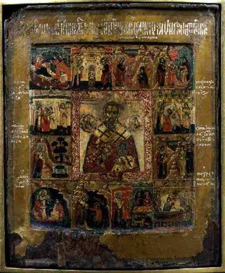 St. Nicholas and Scenes from the Life of the Saint von Russian School