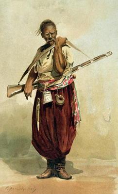 17th century Zaporogue Cossack, late 19th century (colour litho) 17th