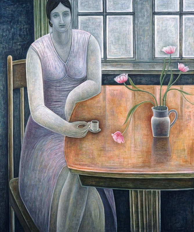 Woman with Small Cup, 2007 (oil on canvas)  von Ruth  Addinall