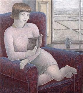 Girl Reading in Armchair, 2009 (oil on canvas) 