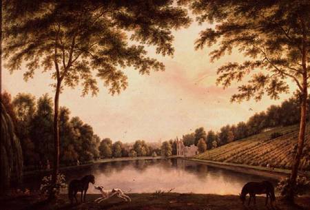 A View of the Lake and ruins of the Abbey at Painshill, Surrey von S. Barrett