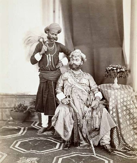 His Highness Maharaja Tukoji Rao (1844-86) II of Indore and attendant von S. Bourne