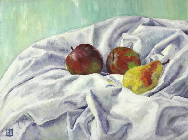Stilleben Äpfel Birne von Sabine Oel-Cocco