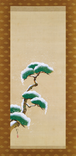 Hanging Scroll Depicting A Snow Clad Pine, from A Triptych of the Three Seasons,  von Sakai Hoitsu