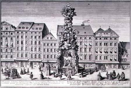 View of the Pestsaule, the Plague Column commissioned by Emperor Leopold I to commemorate Vienna's d von Salomon Kleiner