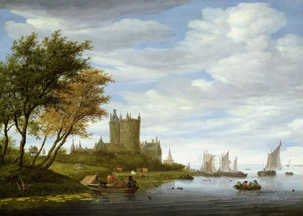 River Estuary with a castle von Salomon van Ruisdael or Ruysdael