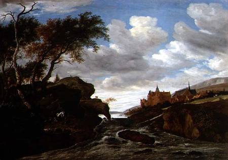 Rocky Landscape with a Waterfall von Salomon van Ruisdael or Ruysdael
