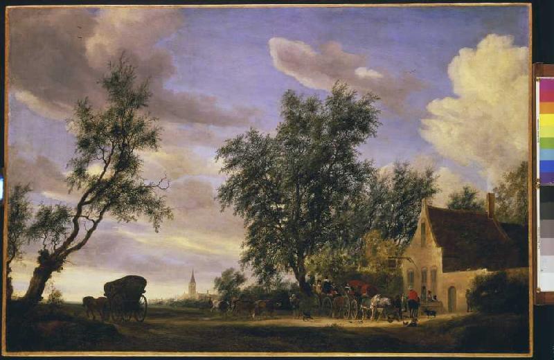 Das Wirtshaus 'Zum weißen Schwan' von Salomon van Ruysdael