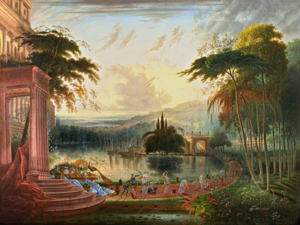 A Romantic Landscape with the Arrival of the Queen of Sheba von Samuel Colman