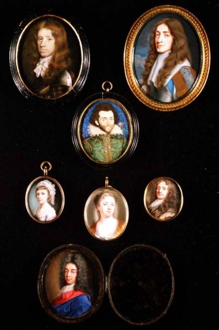 James, Duke of York, 1661, by Samuel Cooper, together with various other miniature portraits: Gibson von Samuel Cooper