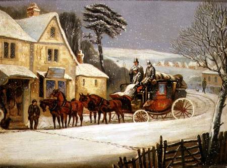 Winter Scene with the Royal Mail Halted at an Inn von Samuel Henry Gordon Alken