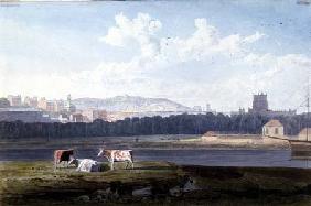 View Across the Floating Harbour, with St. George's, Brandon Hill, the Cathedral c.1825